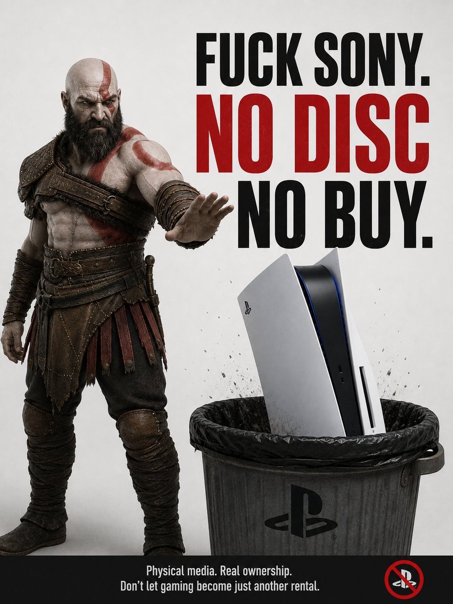 FabienGame's tweet photo. 86e JOUR de MÉPRIS de la part de @PlayStation envers ses joueurs depuis leur annonce de l'arrêt du format physique. 
#NoDiscNoBuy 🤬🤬🤬 https://t.co/poj2lDgInd
