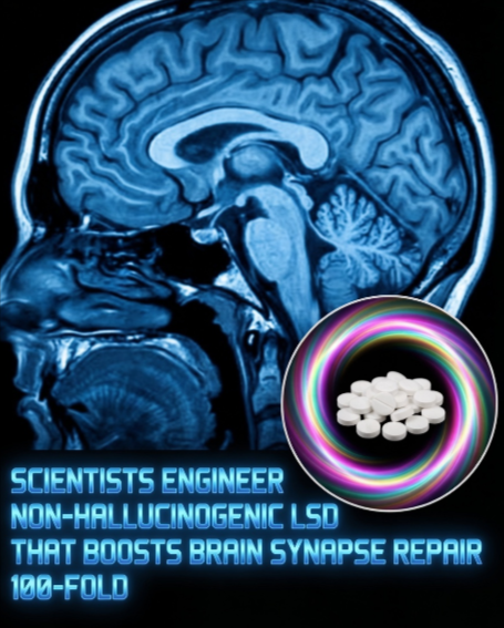 Rainmaker1973's tweet photo. The new treatment literally grows new neural connections in the brain.

Researchers at the University of California, Davis, have developed a groundbreaking molecule that delivers the powerful brain-repairing benefits of LSD — without any hallucinations.

By simply swapping two atoms in the LSD structure (what lead researcher David E. Olson playfully called a molecular “tire rotation”), the team created JRT — a non-hallucinogenic “neuroplastogen.”

This innovative compound keeps LSD’s remarkable ability to stimulate neuronal growth and repair damaged synapses, while eliminating the psychedelic effects that make traditional LSD too risky for many patients.

The results are impressive: in preclinical studies, JRT increased dendritic spine density by 46% and was nearly 100 times more potent than ketamine as an antidepressant. Crucially, it avoided the gene expression patterns and behaviors linked to psychosis.

This could be a game-changer for psychiatric care — especially for people with schizophrenia and other conditions involving synaptic loss and brain atrophy, who were previously excluded from psychedelic-based therapies.