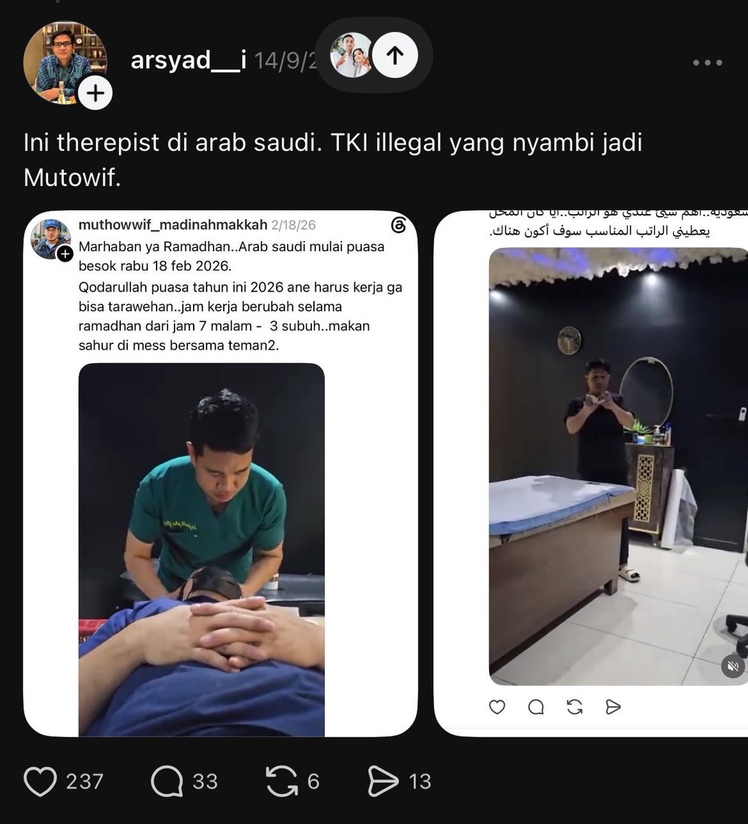 sahza____'s tweet photo. THERAPIST??? TKI ILEGAL??? ah kau disana gajelas pun bisa bisanya ngata-ngatain orang tua yang umroh aneh aneh😭🫵🏻 https://t.co/oytEWKhTNO