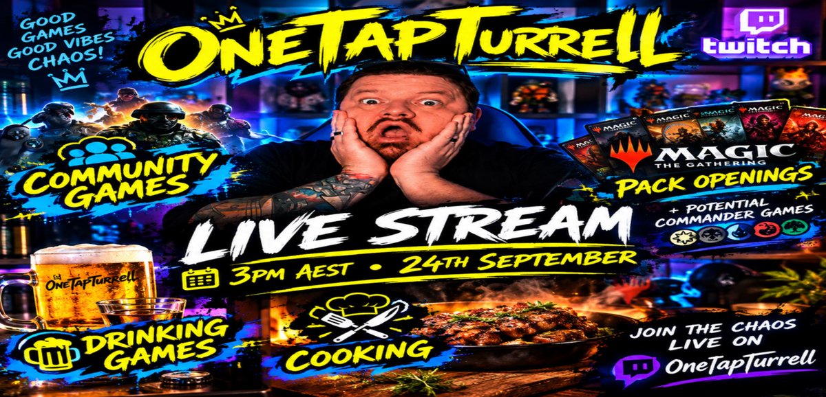 OneTapTurrell's tweet photo. And it begins.... the Belated Birthday Sub-A-Thon...ish. We got games, MTG pack openings, Commander games, drinking games and so much more... and you got me.... for a long time! Come hang out!
https://t.co/zLuqESXUkE https://t.co/vycPkDp7aH