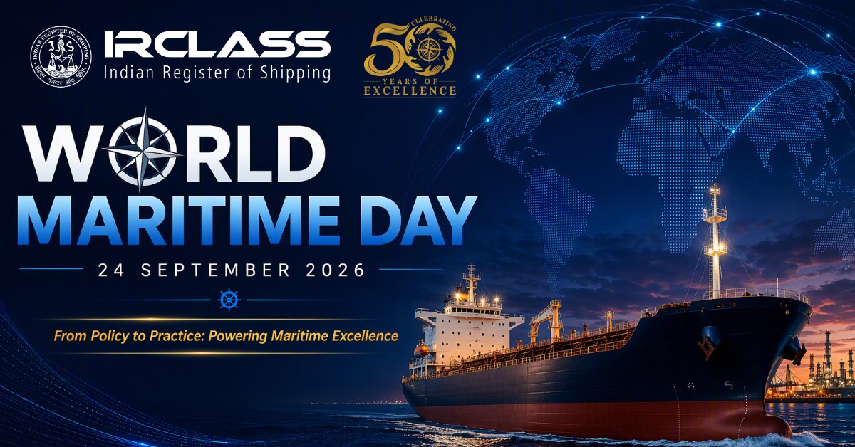 irclass's tweet photo. On World Maritime Day 2026, @irclass unites with the global community under the IMO theme:"From Policy to Practice: Powering Maritime Excellence." IRS remains committed to supporting compliance and extends its proud salute to everyone at sea &amp; ashore.
#WorldMaritimeDay #maritime https://t.co/Hu9Jc5hlTS