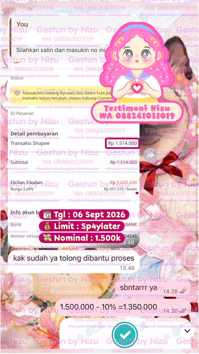 nizuutopia's tweet photo. 🎃 Fresh Testi Gestun 🎃

📆 06 September 26
🖇 Kr3divo
💸 IDR. 1.500K 🙌 

#fourlerisproofs (all testi) 

tag. zonauang bealanja jasa tukar cv convert cair limit paylater instan regular trusted amanah fee start 8% - 10% lucuy! https://t.co/2JuxqV0skA