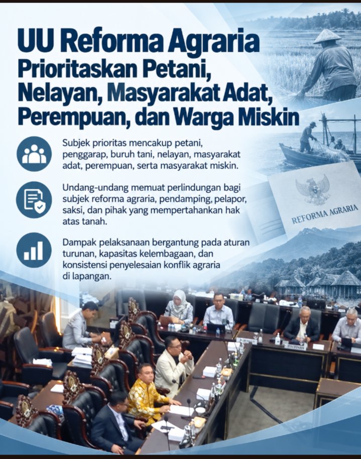 QuartzDaifufa's tweet photo. UU Reforma Agraria Prioritaskan Petani, Nelayan, Masyarakat Adat, Perempuan &amp; Warga Miskin.

UU ini lindungi subjek reforma agraria, pelapor &amp; saksi pejuang hak tanah. Konsistensi penyelesaian konflik agraria di lapangan.

#ReformaAgraria
#TanahRakyat
#JagaIndonesia https://t.co/G4X4255rMk