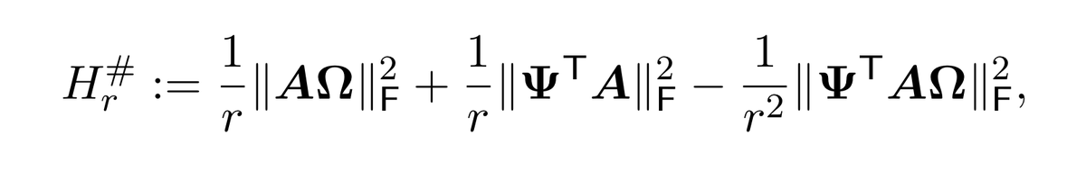 ethanepperly's tweet photo. A new “algorithm from the book” today from Chen–Halikias–Musco–Persson. You want a good estimate of the squared Frobenius norm? Generate some Gaussian matrices and form this expression. It gets relative error ε in 4/ε matrix–vector multiplications https://t.co/arChN1aA9A https://t.co/YkvD3lwy8C