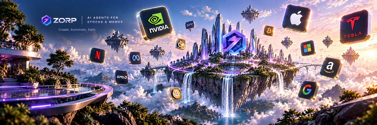 ZorpDigital's tweet photo. ZORP is an AI Trading Agents platform on Robinhood Chain that combines the $ZORP meme token with tokenized stocks such as NVIDIA and Apple.

Through ZORP, users can run AI-powered automated trading strategies, manage asset allocations, stake tokens, and earn rewards based on agent activity.

https://t.co/ox1Mh8XjmW