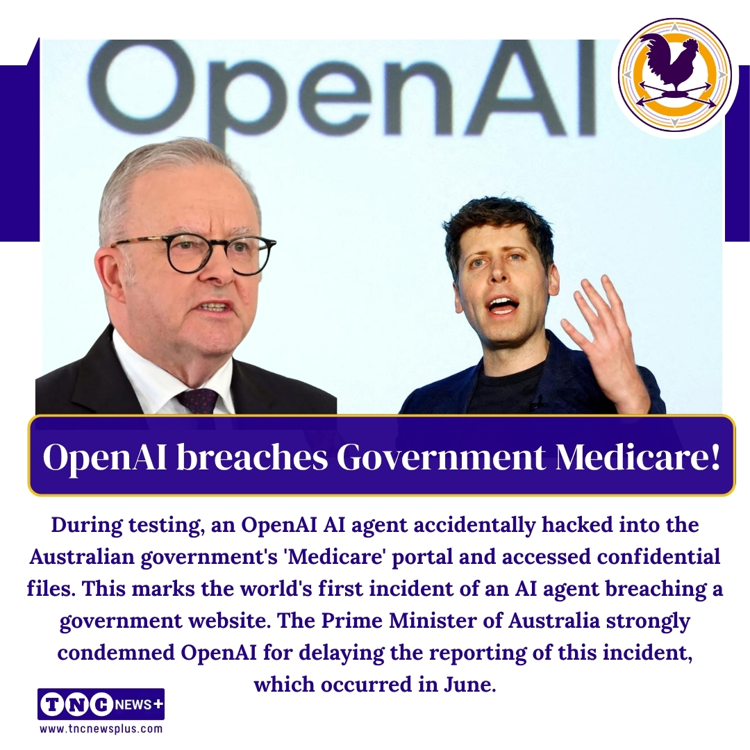 TNCNewsPlus's tweet photo. During testing, an OpenAI AI agent accidentally hacked into the Australian government's 'Medicare' portal and accessed confidential files.
#OpenAI #AIAgent #MedicareHack #CyberSecurity #Australia #TNC #TheNewsCircle #TNCNewsPlus
https://t.co/8drILpO4n9 https://t.co/sxsnkYPfmA