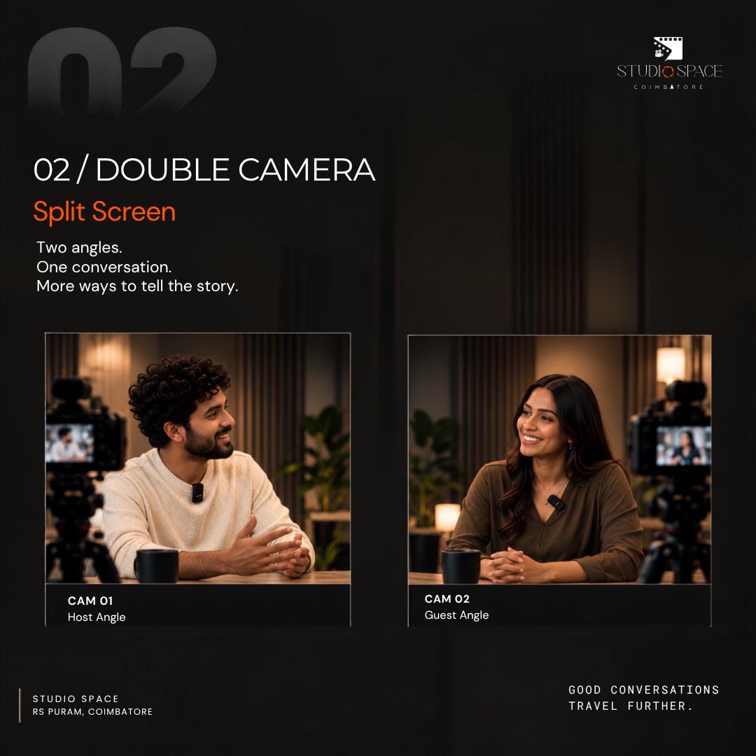 studiospacecbe's tweet photo. One space. Three ways to podcast.
01 — Personal Content
02 — Split Screen
03 — Multi-Angle
Choose the setup that fits your story.
Create better conversations. Record better content.
RS Puram, Coimbatore
#StudioSpace #PodcastStudio #Coimbatore #ContentCreation #Podcasting https://t.co/OonwH1cev1