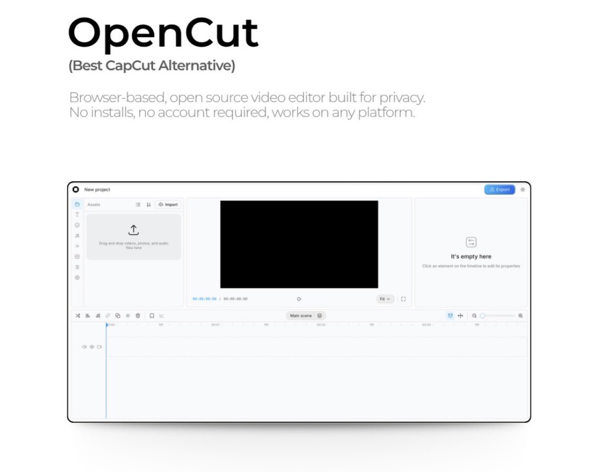 amnitishshaarma's tweet photo. Try using these open source alternatives for and delete those paid apps - 

Opencut - Open Source Video Editor https://t.co/GrLIXzNwYd