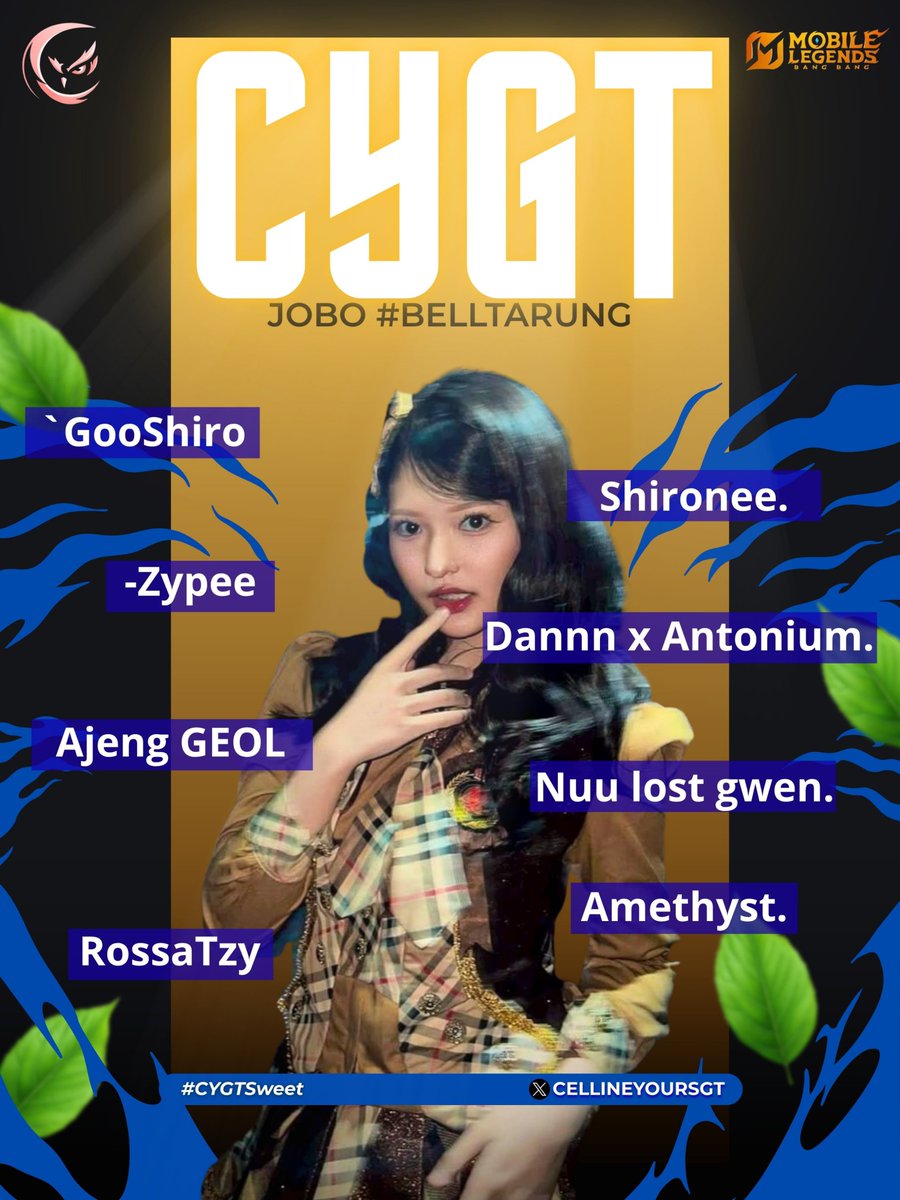 CellineYoursGT's tweet photo. Roster Locked‼️

These are the names who will carry the Cellineyours flag in the "JOBO #BELLTARUNG" MLBB Tournament.

Please support, Ms. @Elin_JKT48 and all Lavendarians❤‍🔥❤‍🔥💜✨

#CYGTSweet https://t.co/MDFroIqiil