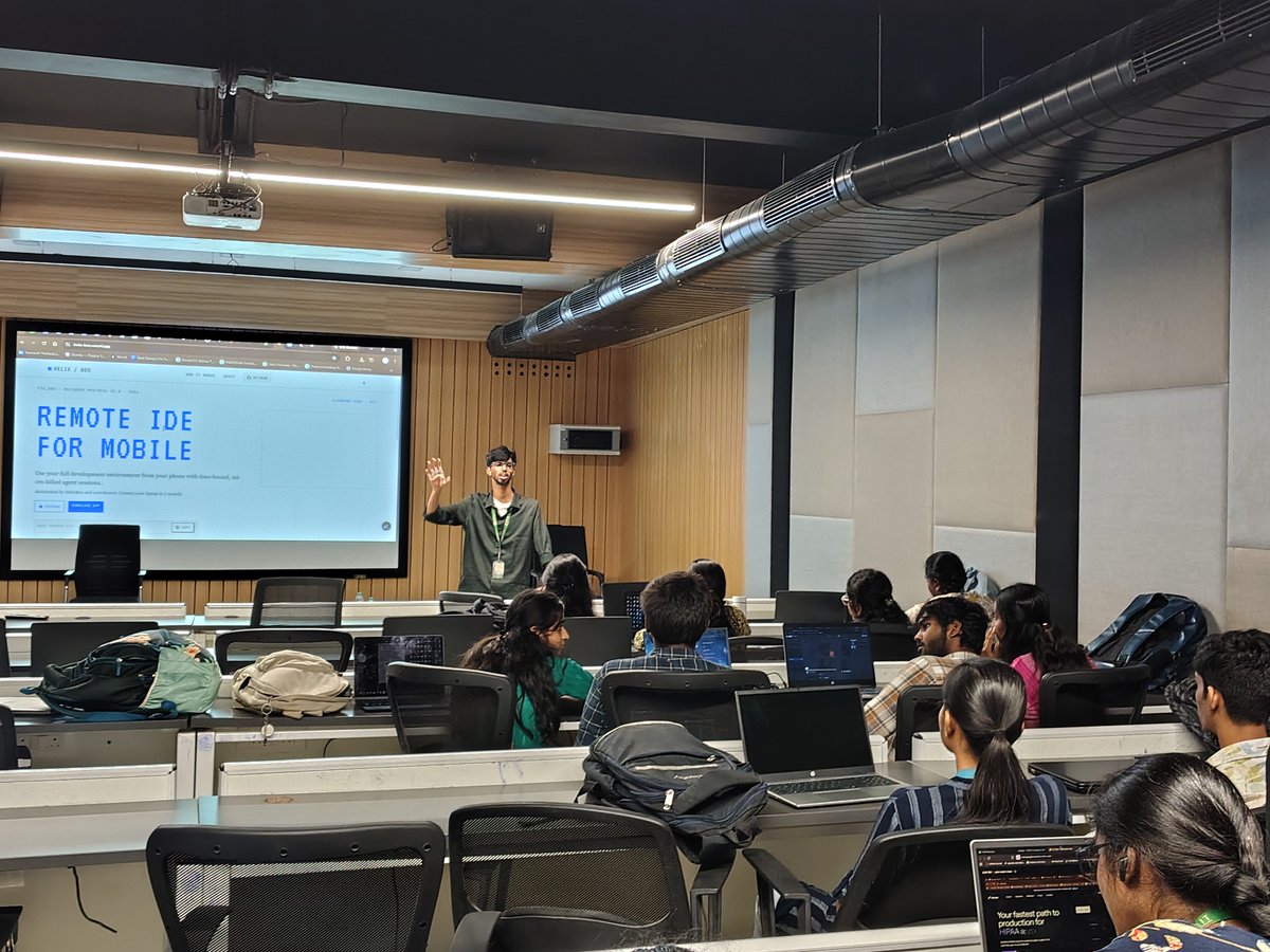 helixboxide's tweet photo. our maintainer @hemanttbuilds ran a small helixbox session with fellow x402 builders in hyderabad few days back.

a few people got on the app and tried it while we were right there. kinda different watching someone use what you built and seeing exactly where they get stuck 😭

we got some honest feedback, onboarded a few new users, and have a list of things to fix in the next build. here’s a little clip from the session.