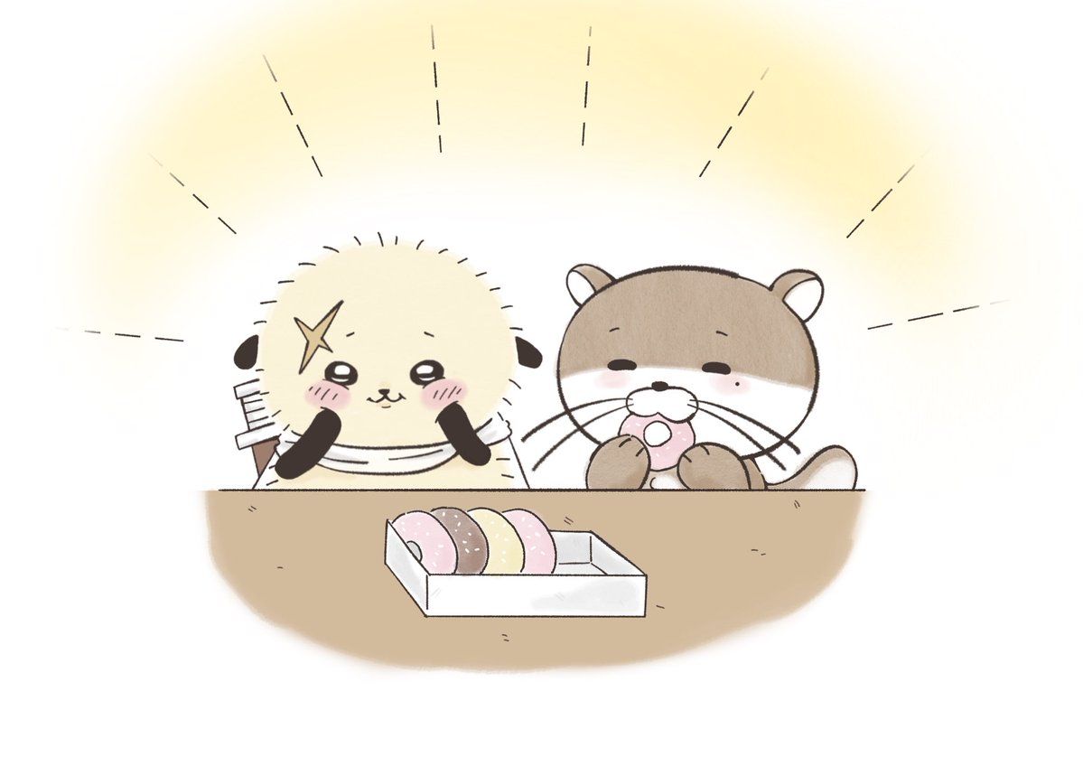 kairo_bun's tweet photo. Rakko and Dalring enjoy donuts together https://t.co/vXwT18b6WJ