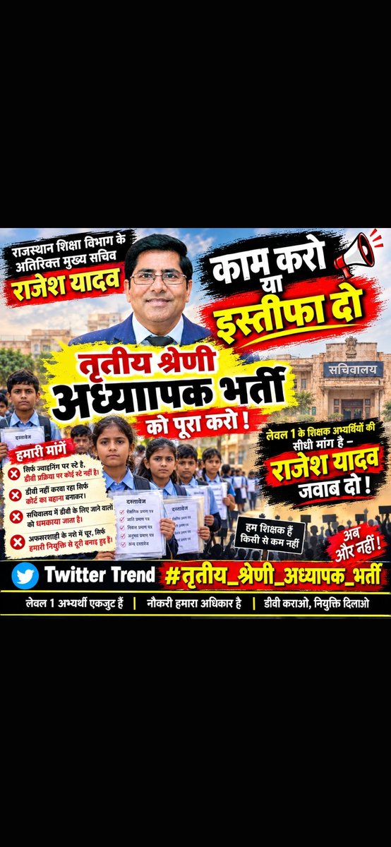 Surya_S_RATHORE's tweet photo. #REETLevel1 
@alokrajRSSB @BhajanlalBjp @KumariDiya @RajCMO @svoruganti1466 https://t.co/8joXunDVR2