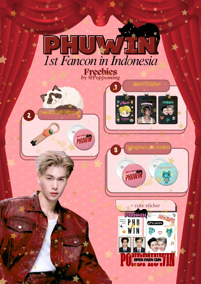 PoppoMing's tweet photo. Phuwin 1st fancon in Indonesia freebies by @PoppoMing

📅 3 October 2026
📍 Balai Kartini - Kartika Expo Center
🕰 TBA

How to claim
💫 Rt &amp; like are appreciated
💫 Find me &amp; ask nicely 
💫 Pls dont Sell / throw it away 🫶

#2026Phuwin1stFanconinIndonesia
#phuwintang https://t.co/pADVYv4BDP