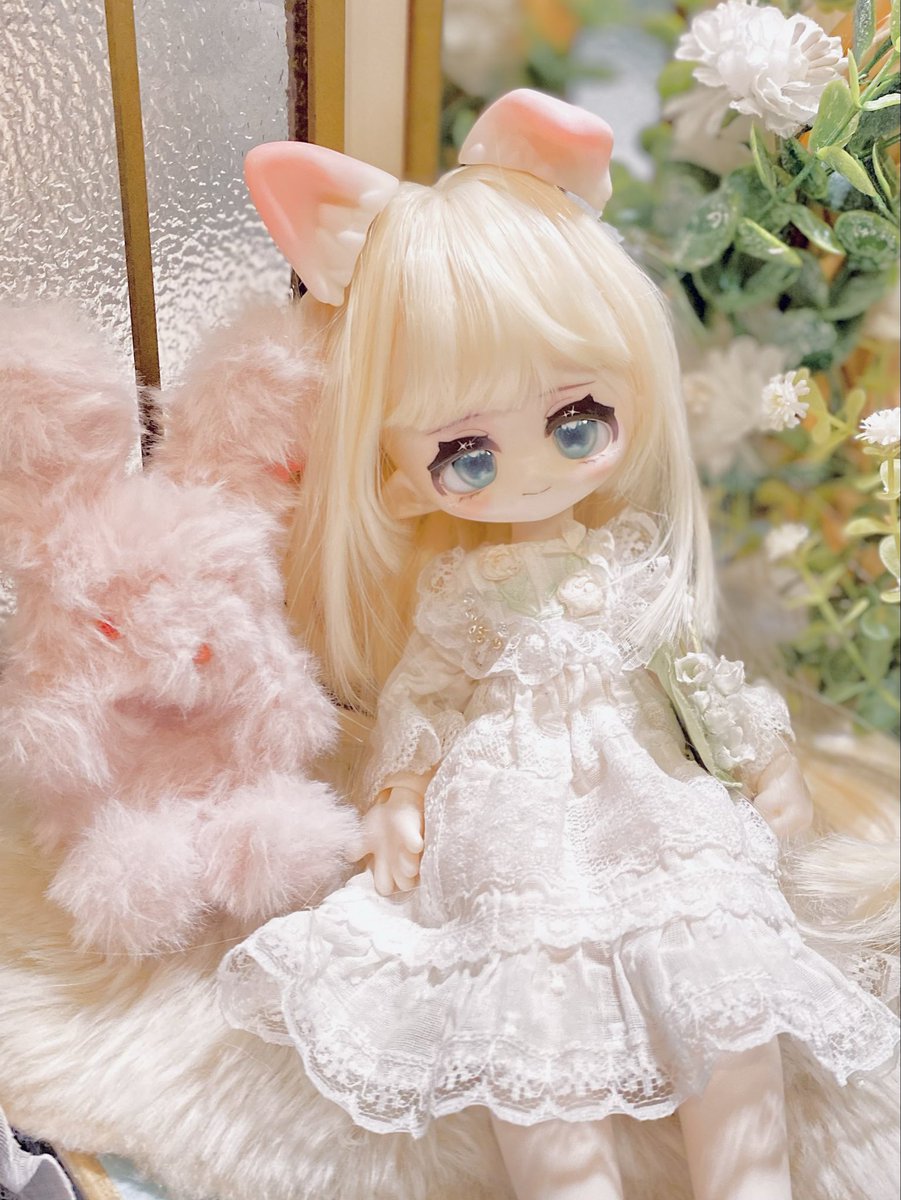HBCocoon's tweet photo. 初めてデカールを使い、パステルでメイク。耳はパステルで色をつけ、アイパーツもデカールで作ってみたモフモフおやすみちゃん🎀

ニッコリ顔にしたらとっても可愛くなりました🫶

 #モフモフおやすみ https://t.co/sZZNTxm5lf