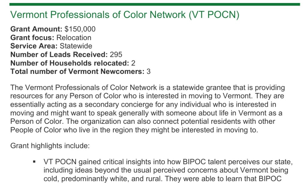 nataliegwinters's tweet photo. Vermont awarded a nonprofit $150,000 in taxpayer money to help people of color move into the state.

The group offers “white glove” relocation assistance and explicitly links the program to “growing and diversifying our population.”

Taxpayer-funded demographic change. Spelled out on their own website.