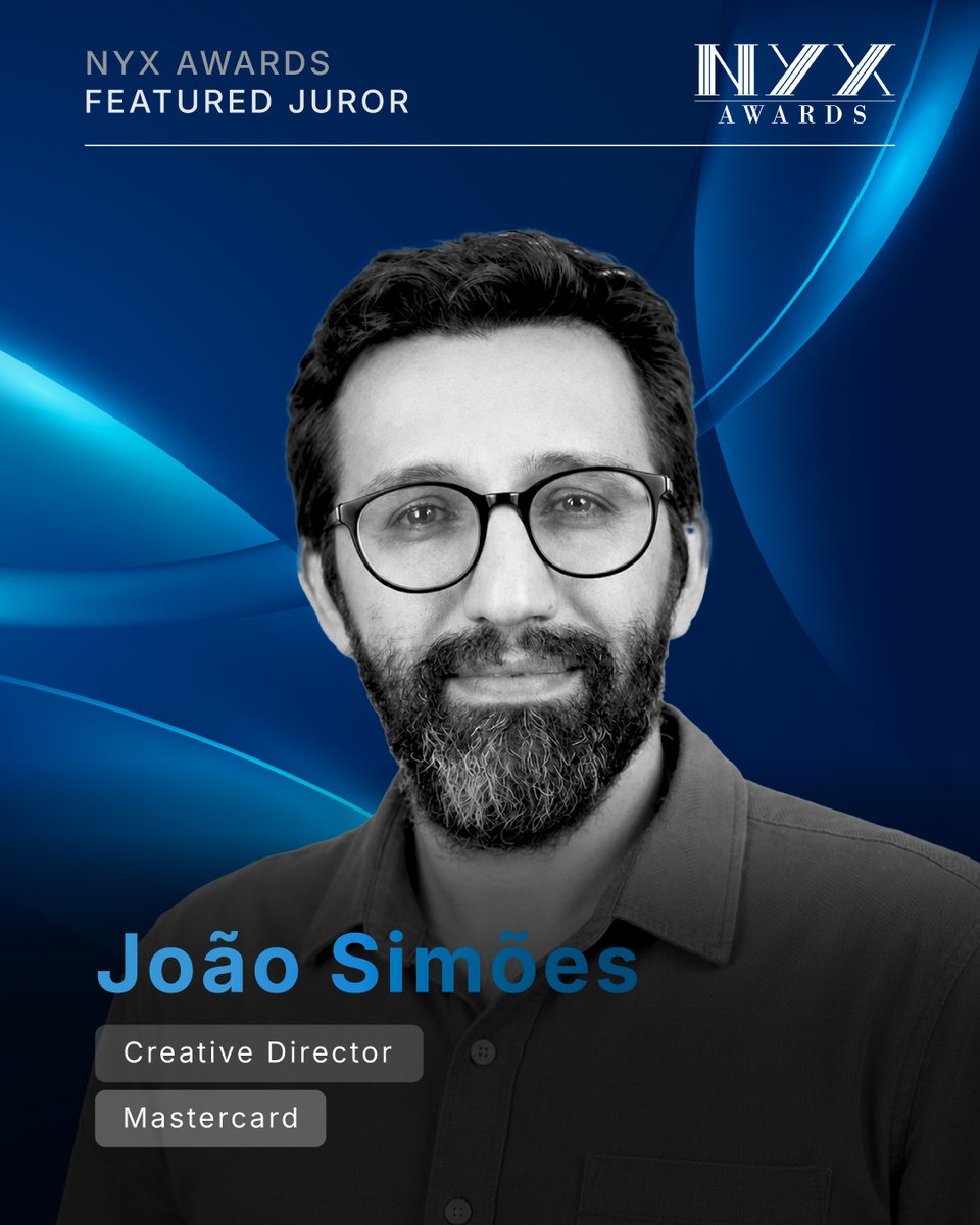 nyxawards's tweet photo. NYX welcomes João Simões, Creative Director at Mastercard, to its international jury.

Meet the jury: https://t.co/V1pZo3tUgg

#NYXAwards https://t.co/3IcG2aXc9c