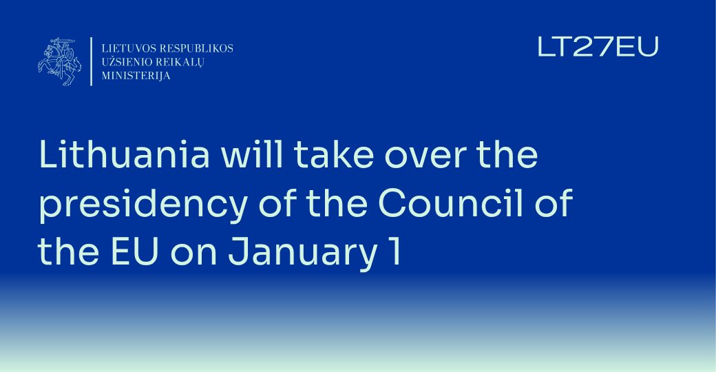 LRsusisiekimas's tweet photo. 🇱🇹🇪🇺 100 days to go until Lithuania takes the helm of the Council of the #EU! We’re ready to help 27 Member States find common ground and come together for collective action. The #LT27EU warm-up starts now. @LithuaniaMFA @LithuaniaInEU https://t.co/DNgOToGIM4