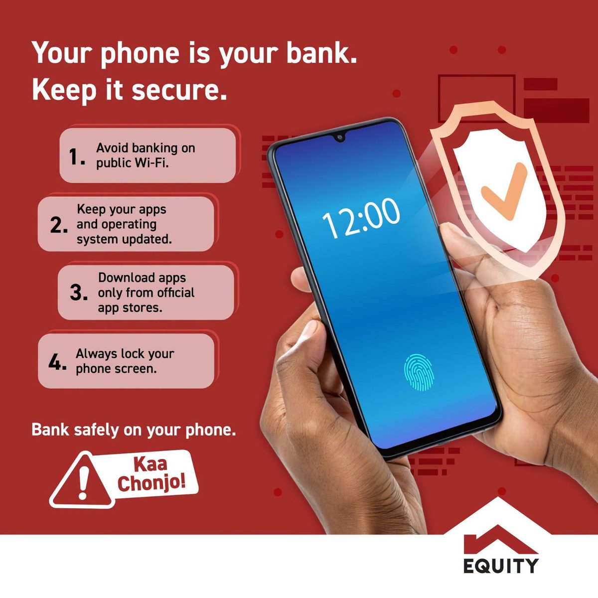 RamogiFM's tweet photo. Simbi oting'o oteni, picheni, chenro ma in go kaachiel gi yore ma inyalo yudo godo pesani. Mano emomiyo ber ka irite.
Neni kinde ka kinde itiyo gi wifi ma in godo gi adier kendo ni itimo chenroni mag bengi kitiyo gi yore mopuodhi.
Par ni kik inyis ng'atang'ata PIN, password, code kata OTP mari.
@KeEquityBank 
#KaaChonjo #safedigitalbanking #CyberAwareness #StayCyberSafe #StopFraud