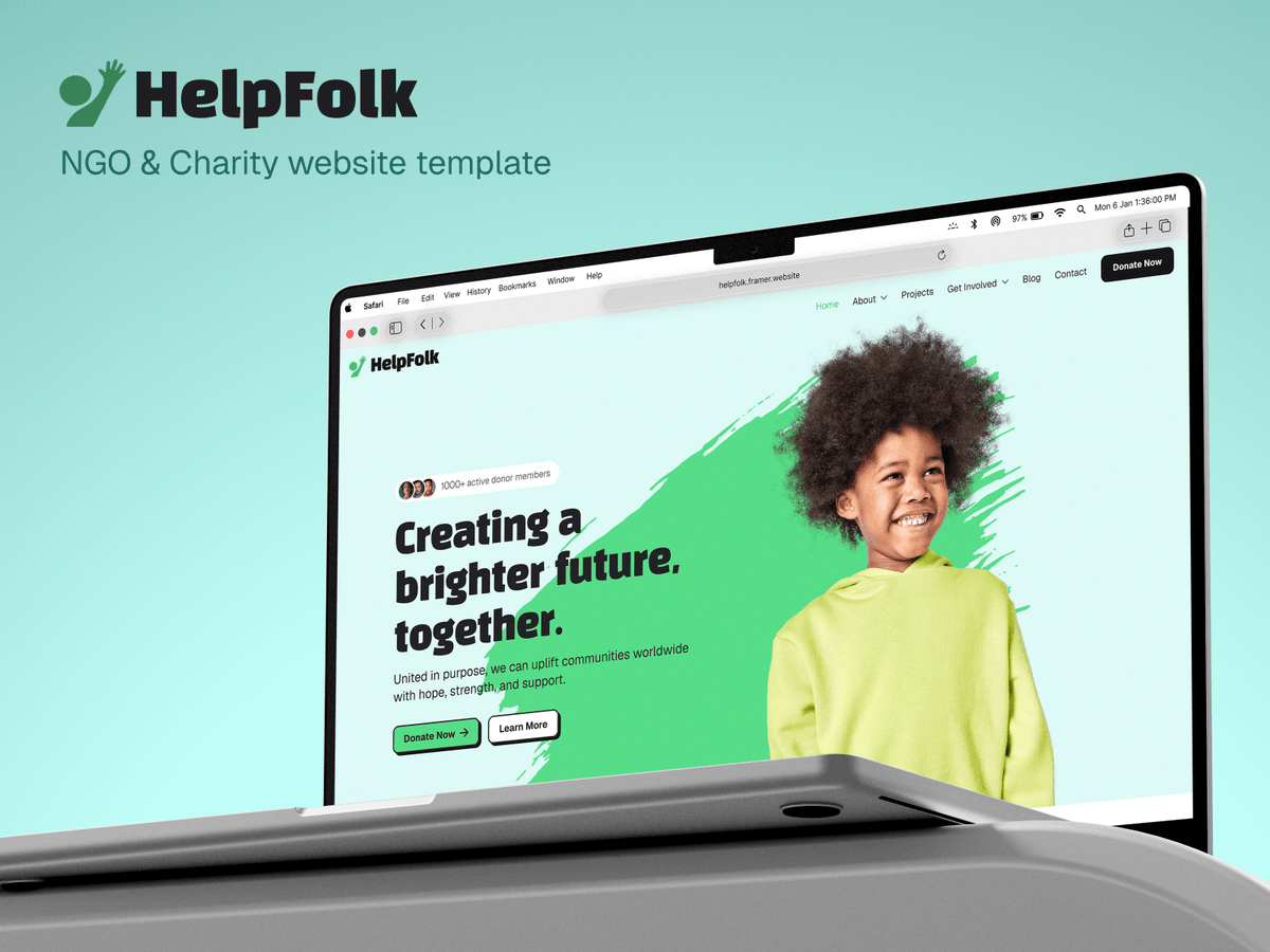 LaahDan's tweet photo. HelpFolk is live on the Framer Marketplace.

A charity and nonprofit template with CMS-powered programs, events and blog, plus donation and volunteer pages ready to edit.

Free to remix:
https://t.co/QHEW9ZVUK5 https://t.co/1QWEFfEd4w