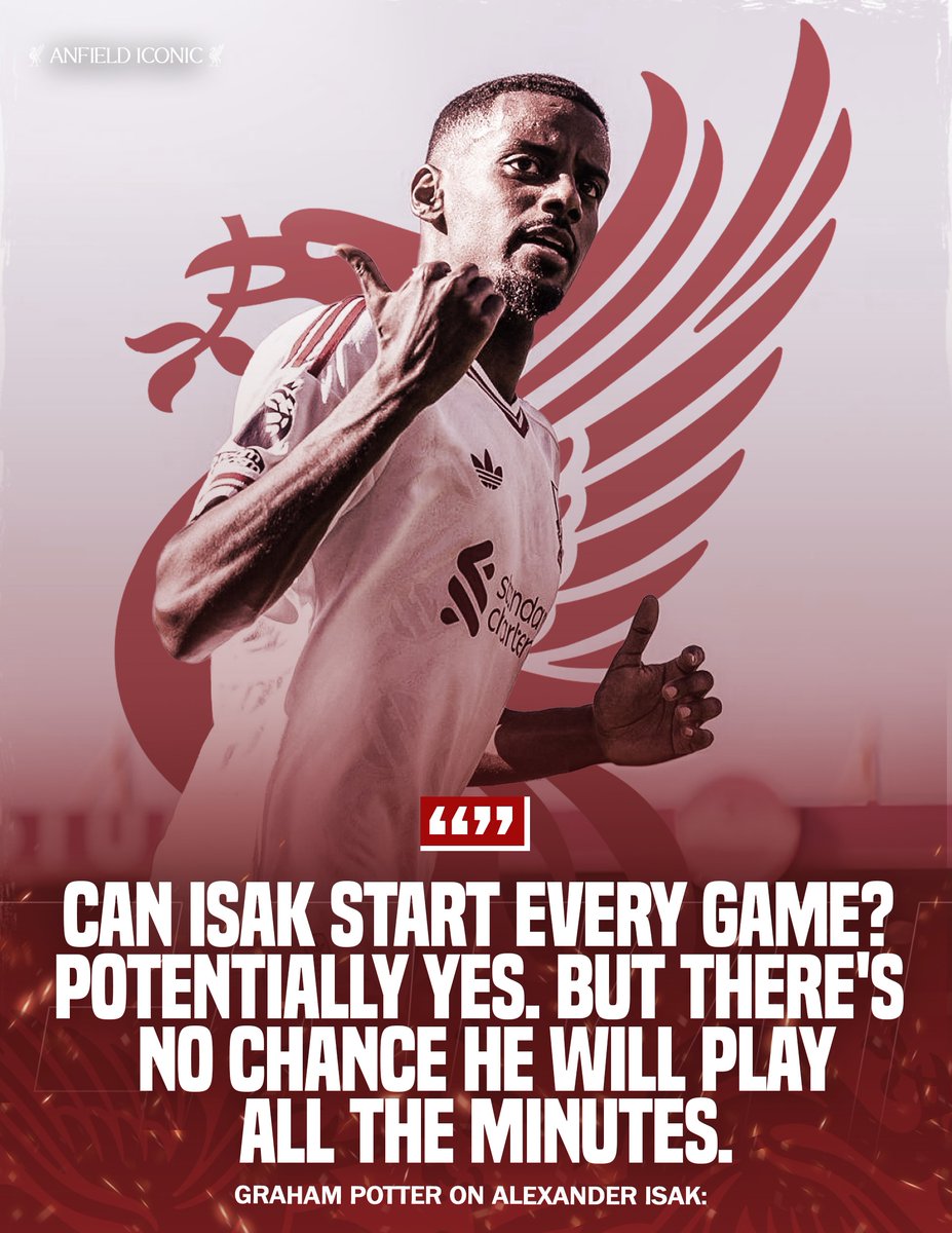 ATFooty_'s tweet photo. 🚨🚨🎙️ | Graham Potter On Alexander Isak:

"Alex has played a lot of games lately, is in a good place and as I know him he wants to start games, but we need to see how everyone is, how they react and recover.

"Can Isak start every game? Potentially yes. But there's no chance (he will) play all the minutes."