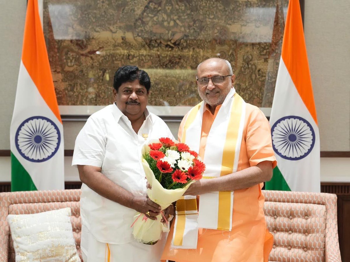 KPRamalingamMP's tweet photo. Met Hon’ble Vice-President of India Shri C. P. Radhakrishnan at his residence and discussed Tamil Nadu’s role in building a developed India by 2047.

மாண்புமிகு இந்தியத் துணைக் குடியரசுத் தலைவர் திரு. @CPR_VP அவர்களை அவரது இல்லத்தில் சந்தித்து, 2047ஆம் ஆண்டுக்குள் வளர்ச்சியடைந்த பாரதத்தை உருவாக்குவதில் தமிழகத்தின் பங்கு குறித்து கலந்துரையாடினோம். @narendramodi @AmitShah @NainarBJP
