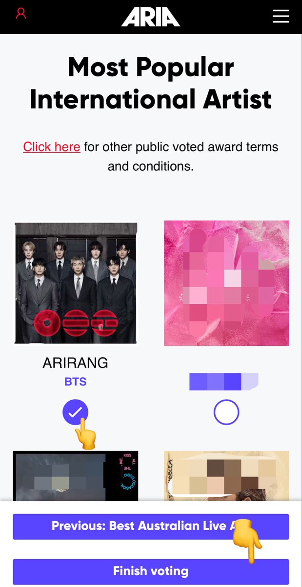 mxcharts's tweet photo. #BTS se encuentra nominado en la categoría “Most Popular International Artist” de los ARIA 2026 🇦🇺

A nivel Global apoyar votando diariamente desde el sitio web: 
https://t.co/OmB3eqyKhN
Votación en Spotify (solo disponible para Australia): https://t.co/zZvrAkky7D

Finaliza: 9 de Noviembre, 7:59AM (CT) 🇲🇽
Ganadores: 18 de Noviembre