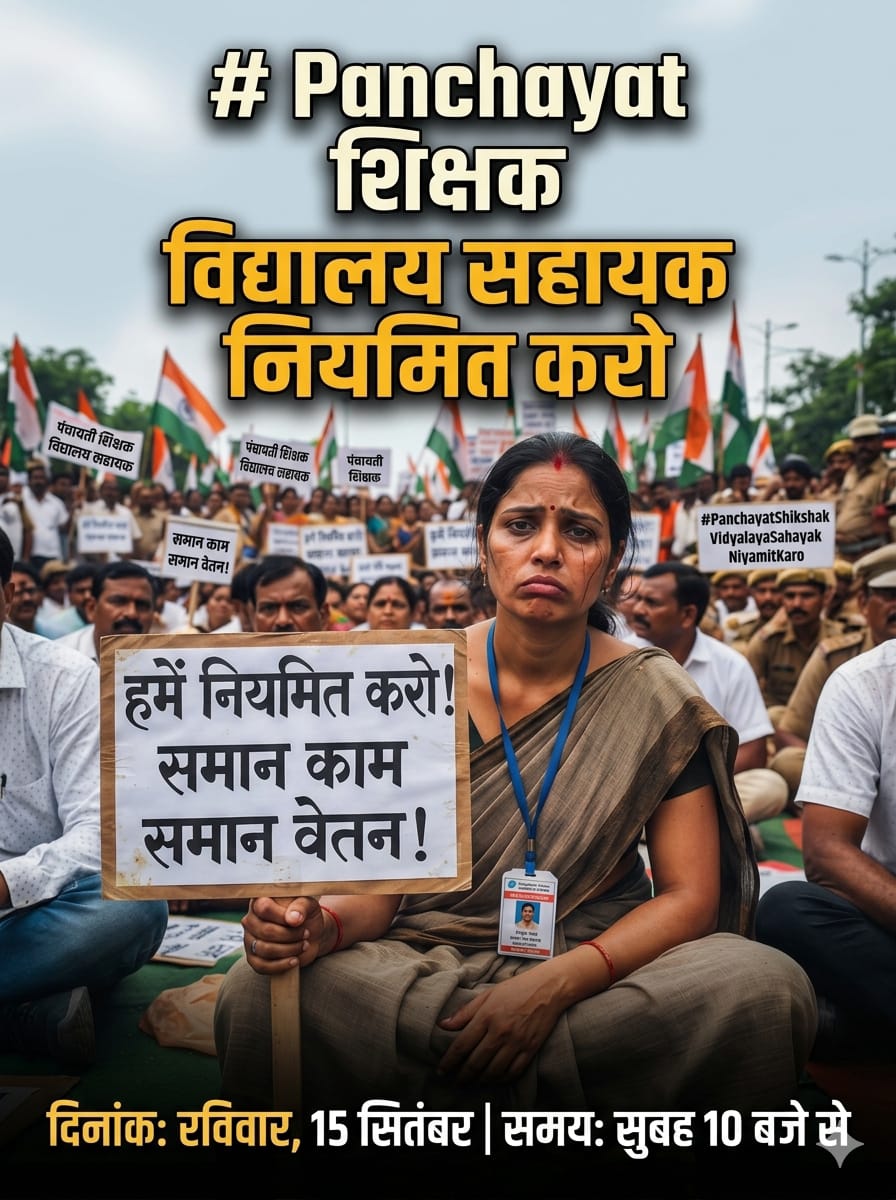 YagyaDutt_IND's tweet photo. 🙌 सदन में PanchayatShikshak और VidhyalaySahayak के आंसुओं की आवाज उठाइए, कोहनी पर गुड़ लगाने वाली इस दमनकारी संविदा नीति को बदलिए।  #Regularize_PS_VS   #कोहनी_पर_गुड_नहीं   #संविदाकर्मी_नियमित_करो  @SureshRawatIN @madanrrathore @ajaeybjp @SharwanBagdiBjp @jyotimirdha https://t.co/Y9PuoZyXkh