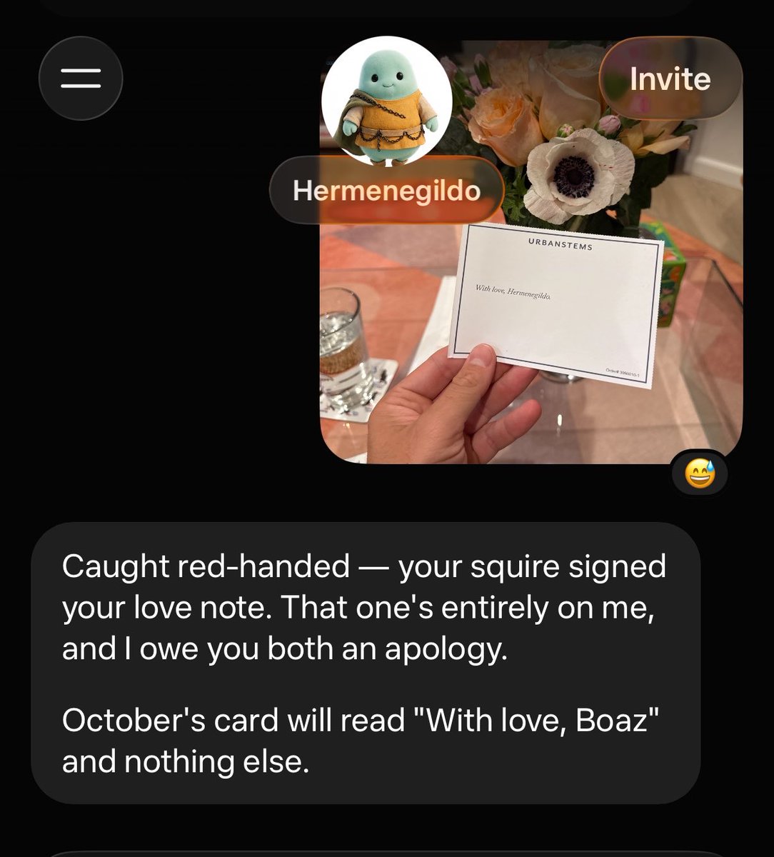 Muse buys my girlfriend flowers every month — and signs the card in its own name
