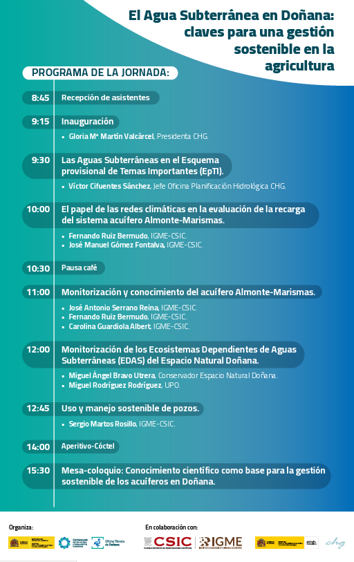 IGME1849's tweet photo. 🌿 El 29 de septiembre participamos en la jornada de la Oficina Técnica de Doñana: "El Agua Subterránea en Doñana: claves para una gestión sostenible en la agricultura".

Hablaremos de recarga, monitorización, conocimiento del acuífero Almonte-Marismas y uso sostenible de pozos. https://t.co/YgLF0eBiiK