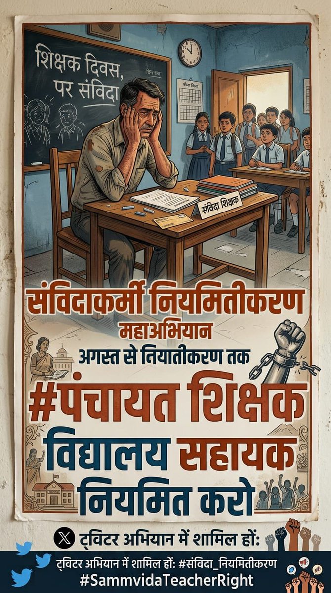 YagyaDutt_IND's tweet photo. @Republic_Bharat @ZeeNews @indiatvnews @AnshumanVishno1 @TimesNow  📣 मीडिया भी PanchayatShikshak और VidhyalaySahayak की व्यथा दिखाए, सरकार जो कोहनी पर गुड़ लगा रही है उसका पर्दाफाश करे।  #Regularize_PS_VS   #कोहनी_पर_गुड_नहीं   #संविदाकर्मी_नियमित_करो https://t.co/TuSvj2tZvi