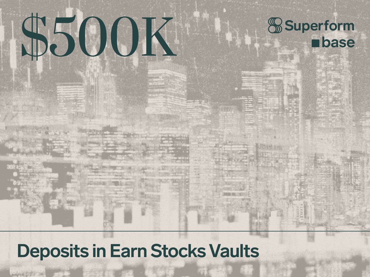 superformxyz's tweet photo. Superform Earn Stocks on @base have hit $500k in deposits!

Currently earning
Super NVIDIA: 18% APY
Super SpaceX: 41% APY
Super Tesla: 64% APY

Comment below which Stock vault you'd like to see next ⬇️ https://t.co/604AeBAucE