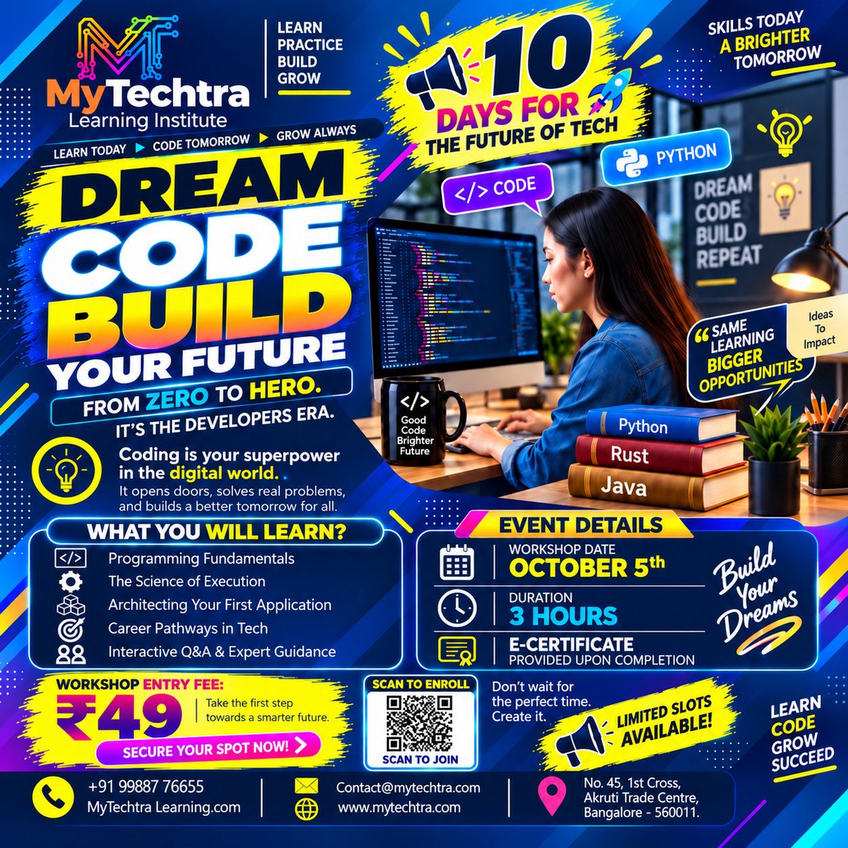 Arvethbatur's tweet photo. 🚀​Key Learning Outcomes:✨️📚

🟢​Understand core programming concepts without the jargon
🟢​Step-by-step guidance to write and run your first line of code
🟢​Practical insights into tech career opportunity
🟢Industry entry points
🟢​Open-floor Q&amp;A

#PythonPrograms #Python 💡 https://t.co/AnLzYI7jhk