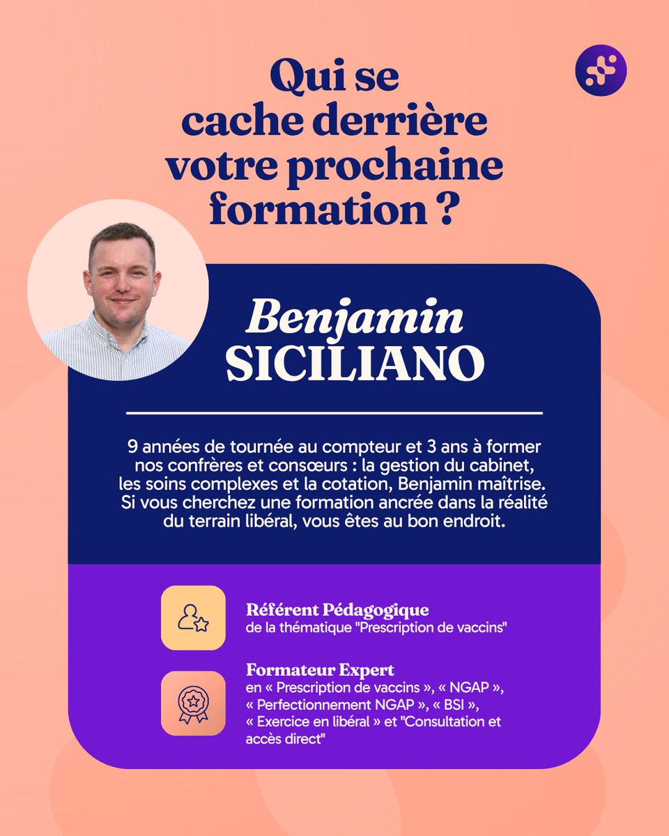 afcopil's tweet photo. 👨‍⚕️ Zoom sur nos formateurs Afcopil ! 
Benjamin SICILIANO exerce comme infirmier libéral dans le Grand Est et est référent pédagogique de la thématique « Prescription de vaccins ».

Découvrir l'Afcopil : https://t.co/4BmWy7EONA

Merci à Benjamin pour son engagement ! 🙏 https://t.co/C0Am492eRK