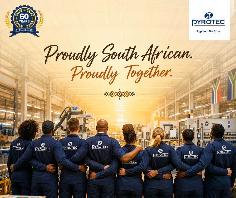 PyrotecSA's tweet photo. Proudly South African, proudly together! Today, we celebrate our diverse heritage and the unity that makes us strong. Happy Heritage Day from all of us at Pyrotec! #HeritageDay #ProudlySouthAfrican https://t.co/lnKl2IVLMp