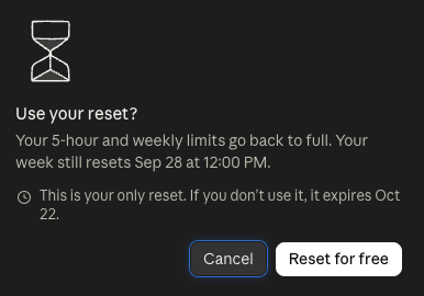 ishuagra02's tweet photo. btw Claude's banked reset retains your original reset date, so you get an additional 7 days in free usage within the same week.

Codex pushes back the release date, making the expected value less than 7 days.

Big W for Claude here. https://t.co/a5QHN5pFTH