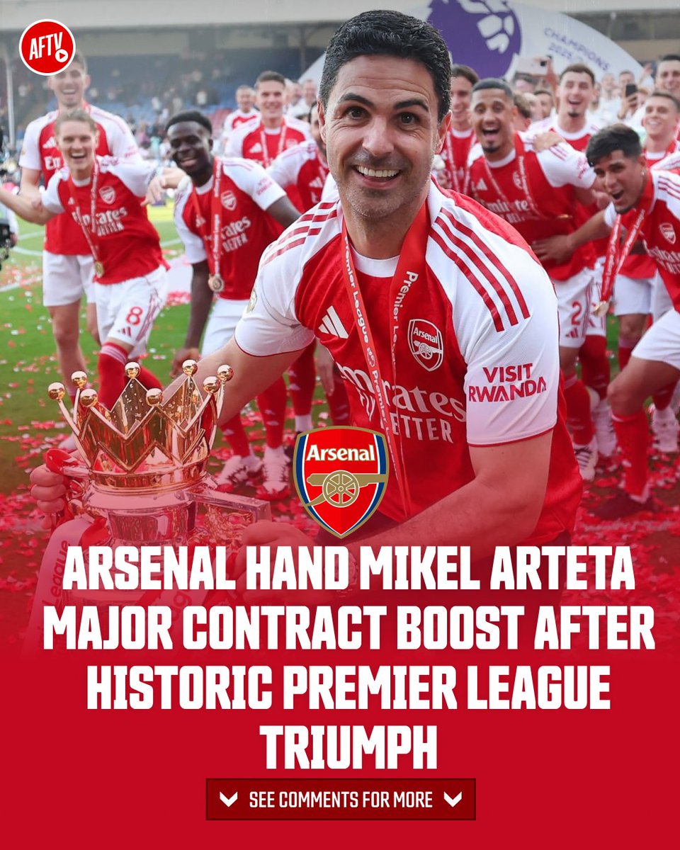 AFTVMedia's tweet photo. Arsenal hand Mikel Arteta major contract boost after historic Premier League triumph 💰 https://t.co/Ieq0xuM67G