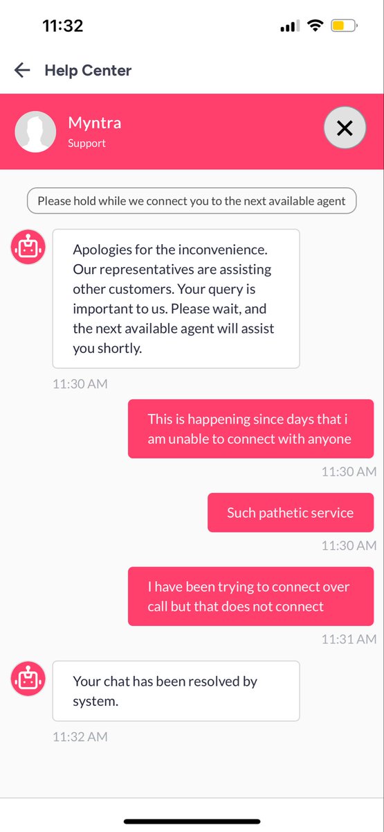 Neethu_Nambiar's tweet photo. @myntra its been a week since the issue was raised and there is no way that i am able to connect to the team. Everytime i reach out through call its just waiting to connect or through chat, this is the response i get https://t.co/WhQ8HHNAMZ