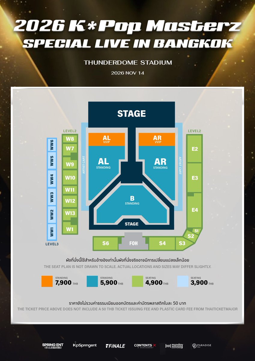 ThaiTicketMajor's tweet photo. 2026 K*Pop Masterz SPECIAL LIVE IN BANGKOK

📆วันที่แสดง : วันเสาร์ที่ 14 พฤศจิกายน 2569 
📍สถานที่แสดง : ธันเดอร์โดม สเตเดียม
⏰เวลาแสดง : TBA
💰ราคาบัตร :  7,900 / 5,900 / 4,900 / 3,900 บาท
🎫รายละเอียดจำหน่ายบัตร :  3 ตุลาคม 2569 เวลา 10:00 น.
☎️TTM Call Center 02-262-3456

#KPOPMASTERZ_SPECIAL_LIVE_IN_BANGKOK #BamBam #JAYB #Thaiticketmajor