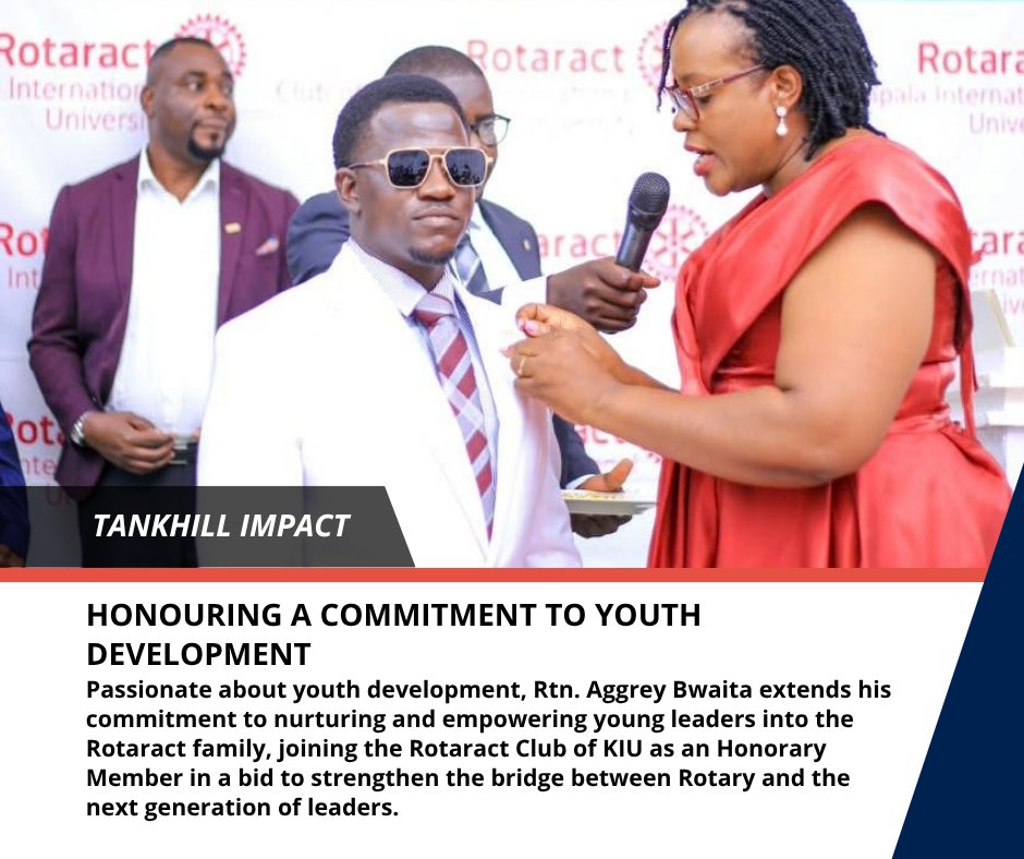 RCTankhill's tweet photo. Rtn Aggrey Beaita from RC Muyenga Tankhill joins Rotaract as a honorary member https://t.co/Mo6BL5zNKj