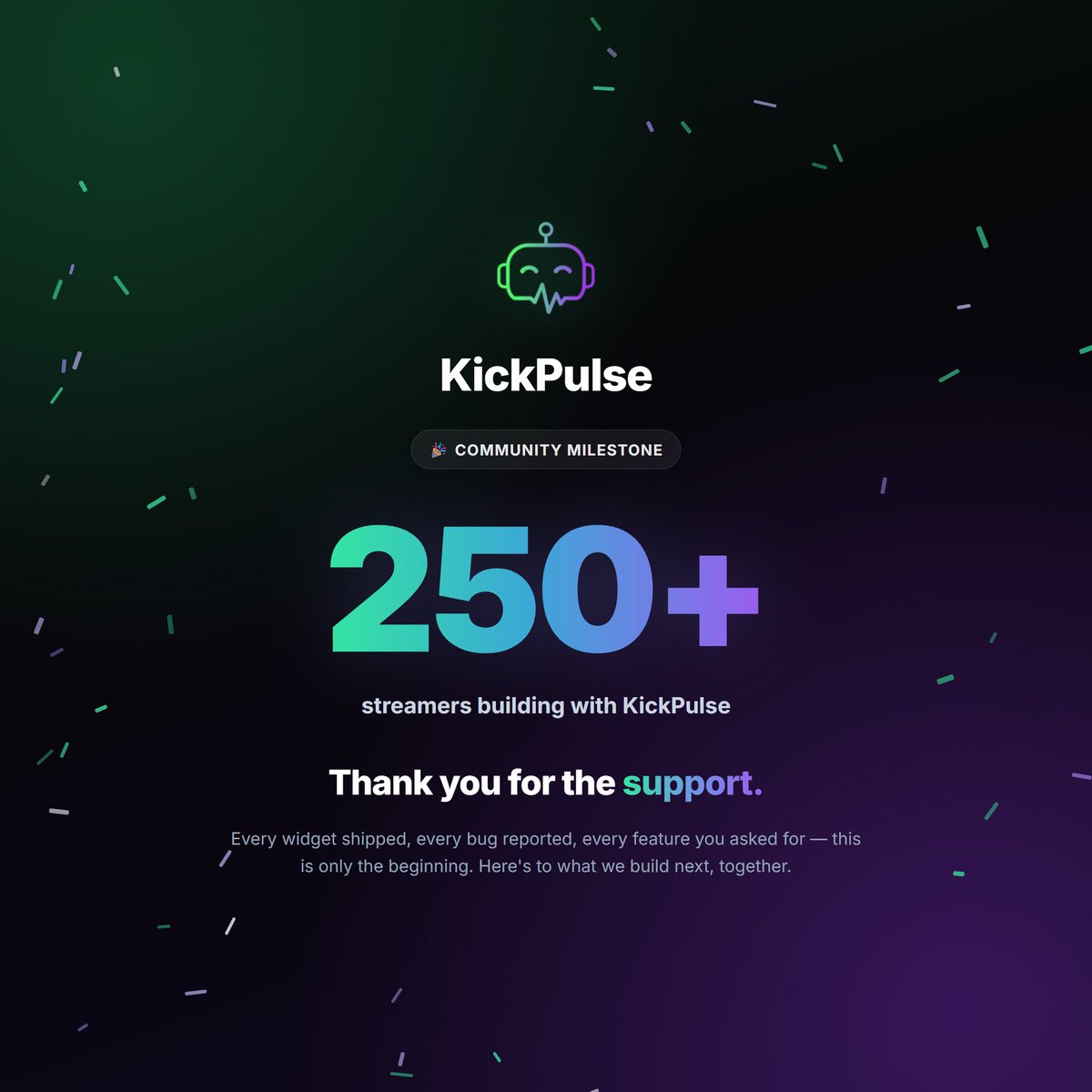 RealKickPulse's tweet photo. This was a grind, there have been ups and downs, but in the end, we ended up stronger and with more features than ever before! 

250+ amazing users. Now let's hit 500! https://t.co/XTESUtm8jk