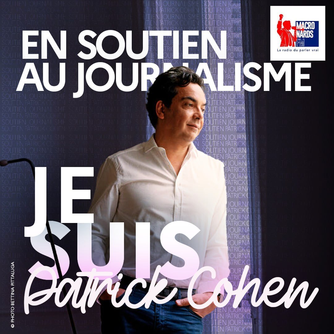 MacronardsFM's tweet photo. Depuis 24h, Patrick Cohen est jeté aux chiens par #FakeCnews et l'extrême droite identitaire apres l'avoir été par la meute de Melenchon ! Le soutenir est un devoir. #JeSuisPatrickCohen
MM https://t.co/bETwHZ8dzQ