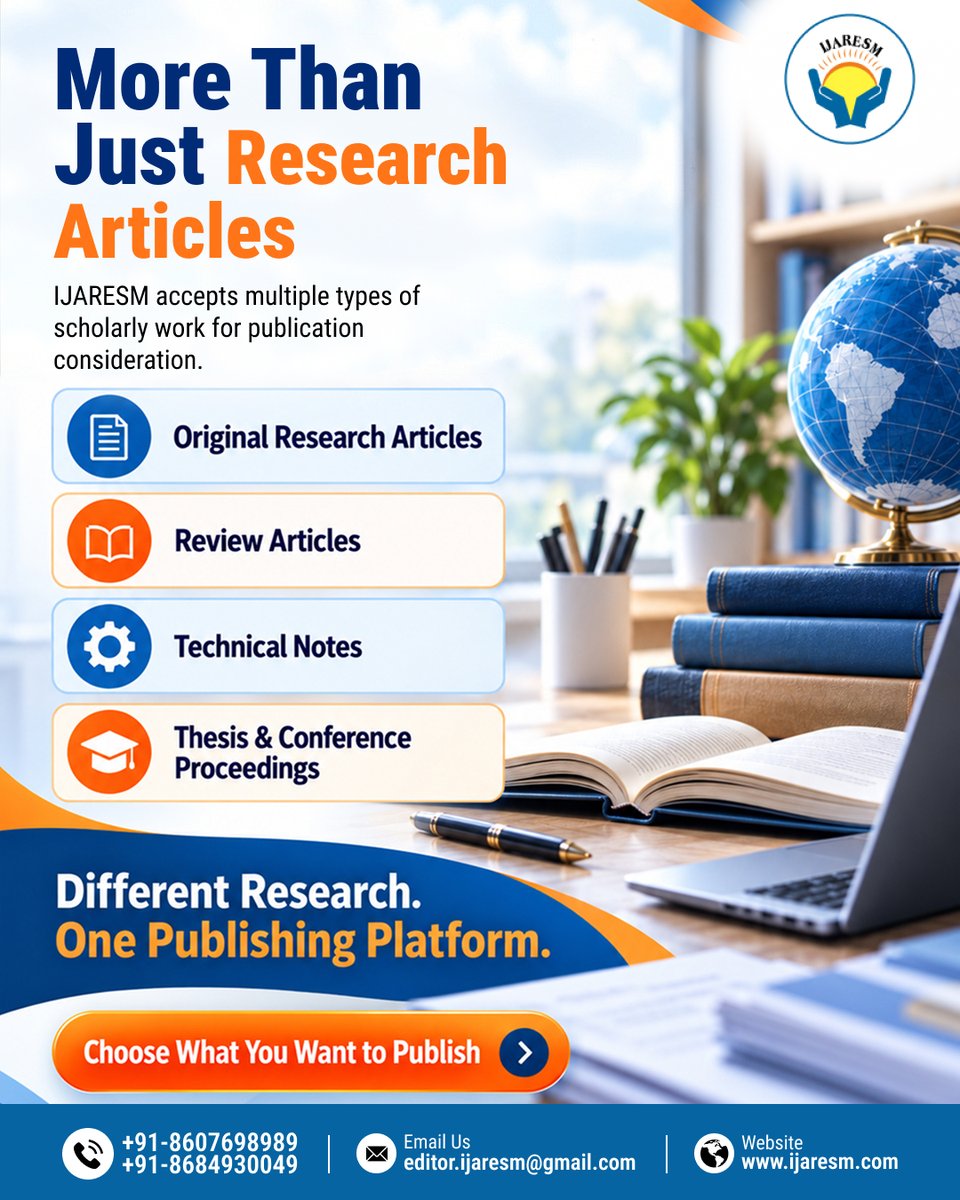 IJARESMJournal's tweet photo. 📚 More Than Just Research Articles!

IJARESM welcomes original research articles, reviews, technical notes, theses &amp; conference proceedings for publication consideration.

🌐 https://t.co/TAYaLmz17z

#IJARESM #ResearchPublication #AcademicResearch #Thesis #ScholarlyPublishing https://t.co/3F0Ic6MaCj