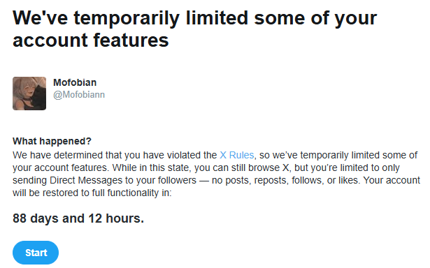 Mofobian_VT's tweet photo. Cancelled my appeal after 2 days, submitting a more thorough one from the website with information about the mass reports. https://t.co/8C2hBgyig3