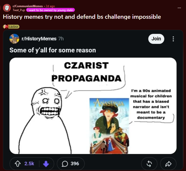 MentisWave's tweet photo. One fun rabbithole to look into when you are bored is asking why communists go into a fit of mouthfoaming rage over Don Bluth's Anastasia. https://t.co/v1cTgrl8E4