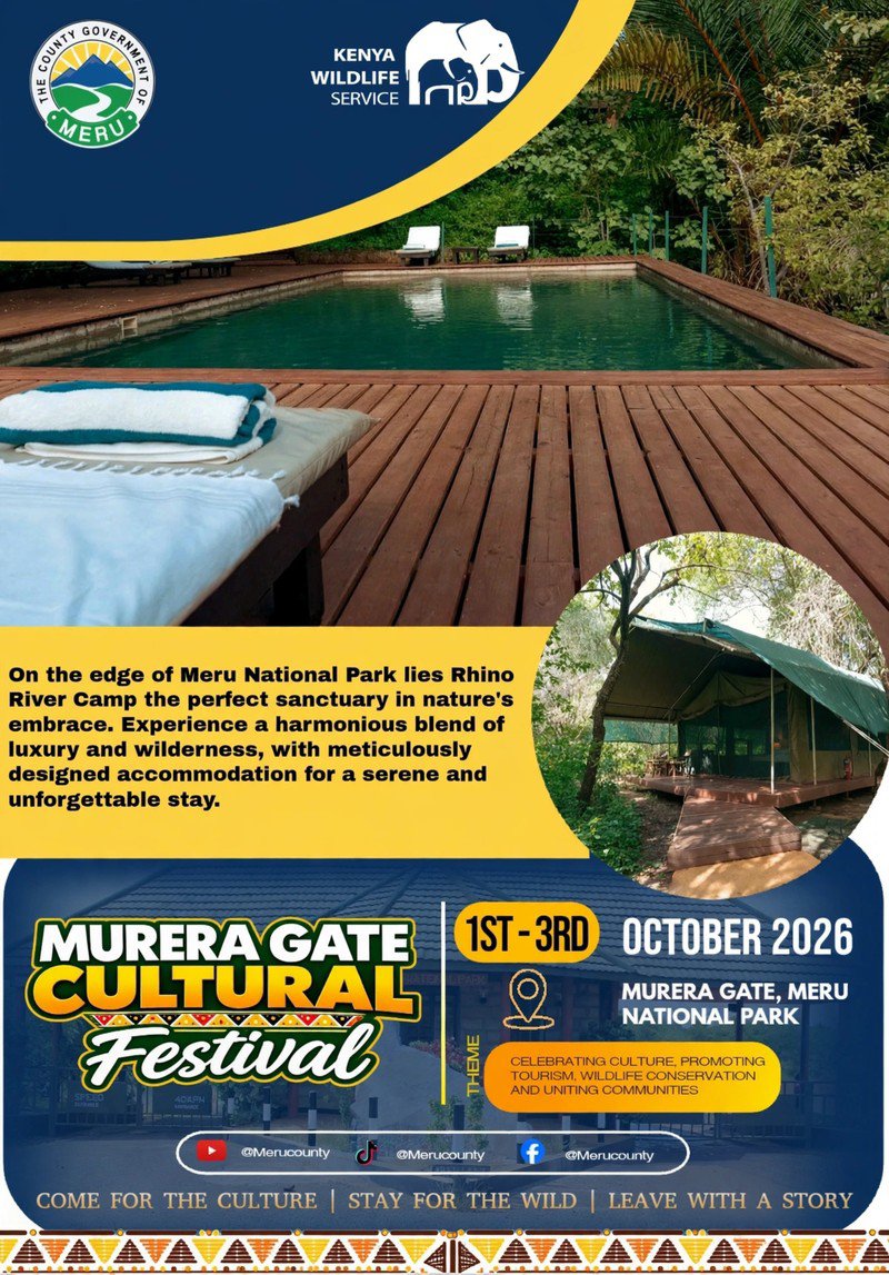 Meru_county's tweet photo. MURERA GATE CULTURAL FESTIVAL 2026
*COME FOR THE CULTURE | STAY FOR THE WILD | LEAVE WITH A STORY. 
#MeruNationalPark
#MureraGateCulturalFestival2026
#MeruNationalPark 
#CultureMeetsTourism
#ExperienceMeru 
#TujengeMeruPamoja
#tupatanemurera
#murerafest
#twendemurera https://t.co/9OsUoxrYe8