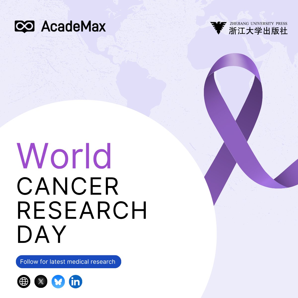 Academax_J's tweet photo. Observing #WorldCancerResearchDay as cancer claims 9.8 million lives each year.
#AcadeMax supports scientists by hosting validated medical publications.
Follow https://t.co/NQfSjbwmYJ for clear research updates.
#CancerResearchDay #AwarenessDay #Cancer @ZJUPRESS @ZJU_China https://t.co/VWt917JSC8