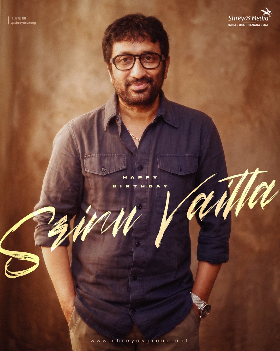 shreyasgroup's tweet photo. Master Of Timing, Moments &amp; Entertainment! 🔥

Wishing the ever-entertaining director #SrinuVaitla a very happy birthday. ❤️‍🔥

-Team @shreyasgroup✌️  

#HappyBirthdaySrinuVaitla #HBDSrinuVaitla #ShreyasMedia #ShreyasGroup https://t.co/rC3p0FYWDa