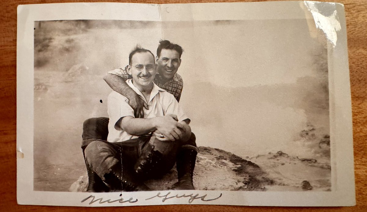 ericfwjames's tweet photo. Can the internet help identify this couple, I found these kodak originals at a vintage shop in Minnesota with the words “nice guys” written and that’s it. AI suggests 1935–1942. Had very Loving book vibes. https://t.co/SBamrkvFfj