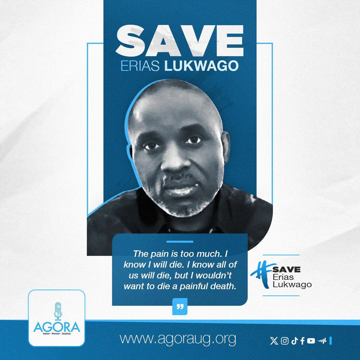 AgoraCFR's tweet photo. "I know I will die but I wouldn't want to die a painful death."~Erias Lukwago 
#SaveEriasLukwago
#FreeEriasLukwago https://t.co/no2tRZjaq6