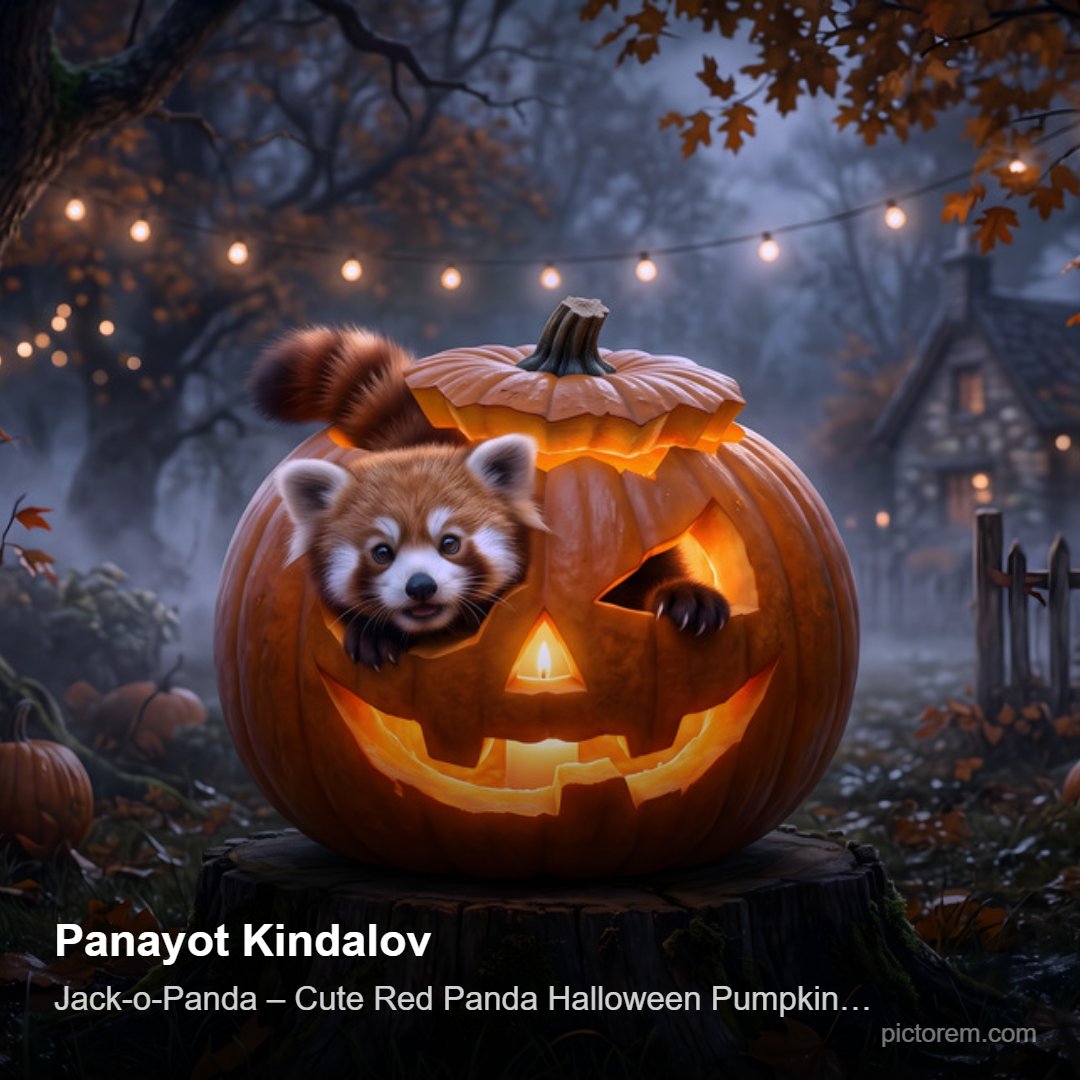 PKindalov's tweet photo. Get into the Halloween spirit with "Jack O Panda – Cute Red Panda Halloween Pumpkin Art Painting" by Panayot Kindalov! 🎃 This adorable print is perfect for adding a touch of spooky cuteness to your home. #HalloweenArt #RedPanda Love it? Shop now: https://t.co/08E3kl0zOa https://t.co/jpT9qk2Mzo